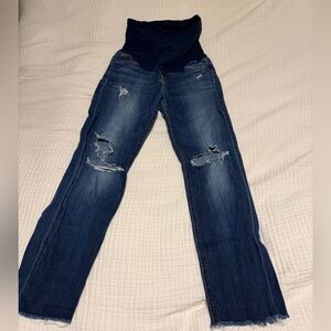 Joe's Jeans Dark Blue Distressed Skinny Maternity Jeans